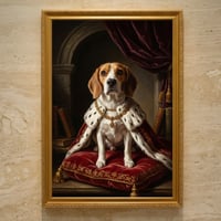 犬（ビーグル）のルネサンス風肖像画 油絵風アートA3額装インテリア壁掛け