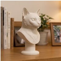 猫（トンキニーズ）の3Dプリント胸像 白PLA 彫刻 置物 インテリア