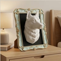 犬（シベリアンハスキー）の壁掛けレリーフ 3Dプリント 白PLA インテリア