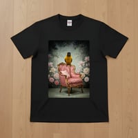 ズグロシロハラインコ半袖Tシャツ ロココ調シャビーピンク ブラック 男女兼用