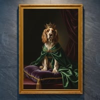 犬（コッカースパニエル）のルネサンス風肖像画 A4金縁額装インテリア壁掛け