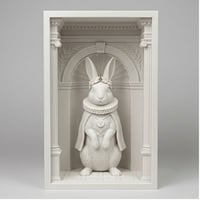 うさぎ（カリフォルニアン）の3Dプリント ブックヌーク 白PLA 本棚インテリア