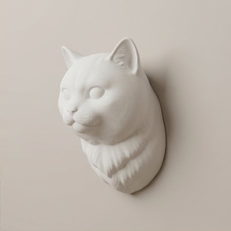 ブリティッシュショートヘアの壁掛けレリーフ 3Dプリント 白PLA インテリア