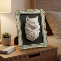 猫（ラグドール）の壁掛けレリーフ 3Dプリント 白PLA インテリア