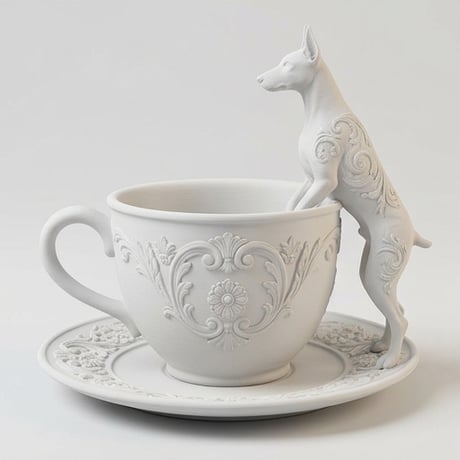 犬（ドーベルマン）のアクセサリートレイ 小物入れ マットホワイト