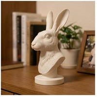 うさぎ（ベルジアンヘア）の3Dプリント胸像 白PLA 彫刻 置物 インテリア