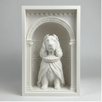 犬（コッカースパニエル）の3Dプリント ブックヌーク 白PLA 本棚インテリア