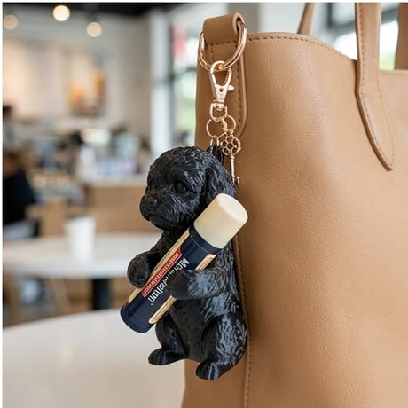 犬（ビションフリーゼ）の3Dプリント リップケース シルクブラック キーホルダー