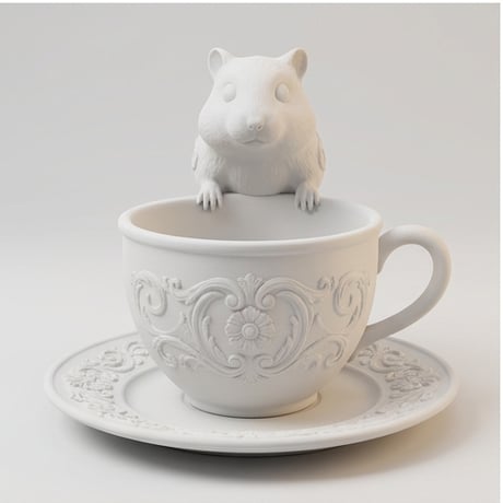 ハムスター（キャンベルハムスター）のアクセサリートレイ 小物入れ マットホワイト