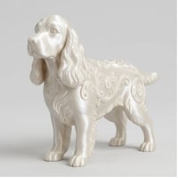 犬（コッカースパニエル）の置物 全身オブジェ ルネサンス装飾 シルクホワイト