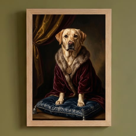 犬（ラブラドールレトリバー）のルネサンス風肖像画 A4額装インテリア壁掛け