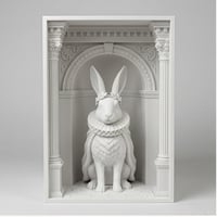 うさぎ（ベルジアンヘア）の3Dプリント ブックヌーク 白PLA 本棚インテリア