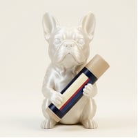 フレンチブルドッグのリップケース 3Dプリント シルクホワイト キーホルダー