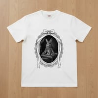 チンチラうさぎ半袖Tシャツ ルネサンス風モノクロ ホワイト 男女兼用