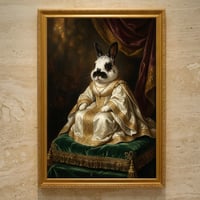うさぎ（ヒマラヤン）のルネサンス風肖像画 油絵風アートA3額装インテリア壁掛け
