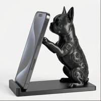 犬（ボストンテリア）のスマホスタンド 卓上 シルクブラック
