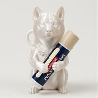犬（柴犬）の3Dプリント リップケース シルクホワイト キーホルダー