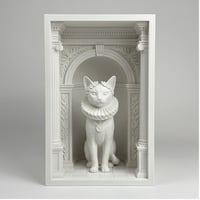 猫（アビシニアン）の3Dプリント ブックヌーク 白PLA 本棚インテリア