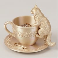 猫（メインクーン）のアクセサリートレイ 小物入れ シルクゴールド