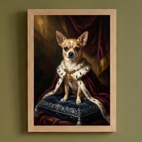 犬（チワワ）のルネサンス風肖像画 油絵風アートA4額装インテリア壁掛け