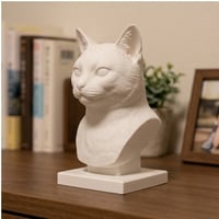 猫（アメリカンショートヘア）の3Dプリント胸像 白PLA 彫刻 置物 インテリア