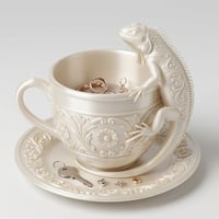 イグアナ（レッドイグアナ）のアクセサリートレイ 小物入れ シルクホワイト