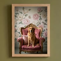 犬（ゴールデンレトリバー）のロココ調アート A4額装インテリア壁掛け