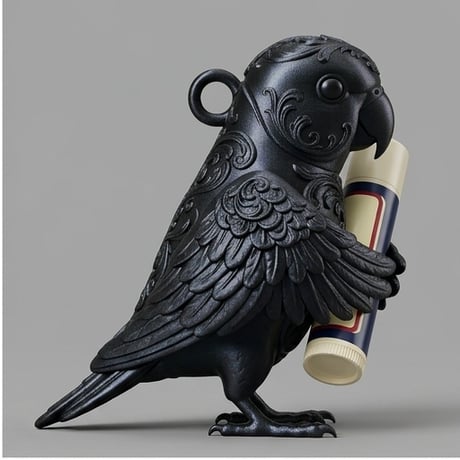 インドオオハナインコのリップケース 3Dプリント シルクブラック キーホルダー