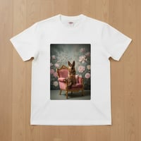 ジャーマンシェパード半袖Tシャツ ロココ調シャビーピンク ホワイト 男女兼用