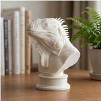 イグアナ（ブルーイグアナ）の3Dプリント胸像 白PLA 彫刻 置物 インテリア