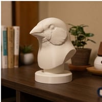 アサヒスズメの3Dプリント胸像 白PLA 彫刻 置物 インテリア