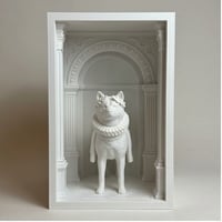 犬（秋田犬）の3Dプリント ブックヌーク 白PLA 本棚インテリア