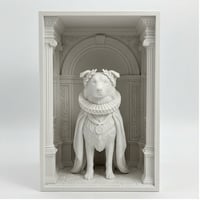 犬（ヨークシャーテリア）の3Dプリント ブックヌーク 白PLA 本棚