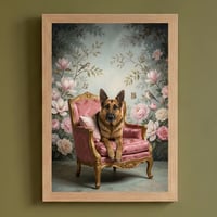 犬（ジャーマンシェパード）のロココ調アート A4額装インテリア壁掛け