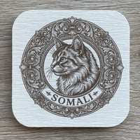 猫（ソマリ）の紋章コースター 4枚セット アンティーク調（珪藻土配合）