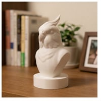 インコ（オカメインコ）の3Dプリント胸像 白PLA 彫刻 置物 インテリア