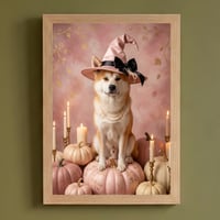 犬（秋田犬）のハロウィン限定アート A4額装インテリア壁掛け