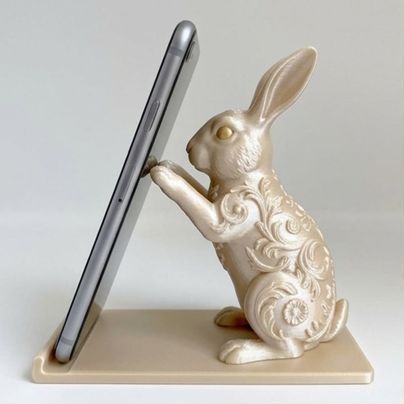 うさぎ（ブリタニアプチ）のスマホスタンド 卓上 シルクゴールド