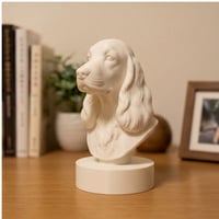犬（コッカースパニエル）の3Dプリント胸像 白PLA 彫刻 置物 インテリア