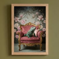 イグアナ（ブルーイグアナ）のロココ調アート A4額装インテリア壁掛け