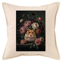 ハムスター（キンクマハムスター）クッション 45cm 花の油絵風カラーアート