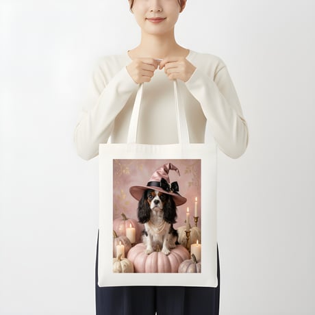 犬（キャバリア）トートバッグ ハロウィン限定 キャンバス地