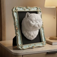 エキゾチックショートヘアの壁掛けレリーフ 3Dプリント 白PLA インテリア