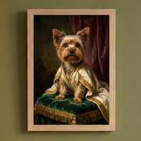 犬（ヨークシャーテリア）のルネサンス風肖像画 A4額装インテリア壁掛け