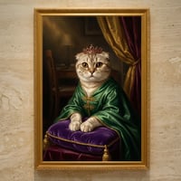猫（スコティッシュフォールド）のルネサンス風肖像画 A3額装インテリア壁掛け