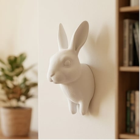 うさぎ（ハバナ）の壁掛けレリーフ 3Dプリント 白PLA インテリア