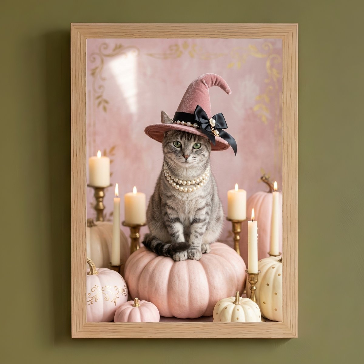猫（アメリカンショートヘア）のハロウィン限定アート A4額装