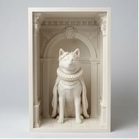 犬（秋田犬）の3Dプリント ブックヌーク 白PLA 本棚インテリア