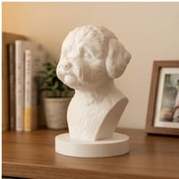 犬（ビションフリーゼ）の3Dプリント胸像 白PLA 彫刻 置物 インテリア