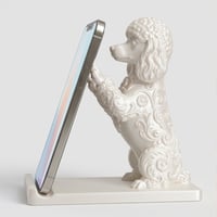 犬（トイプードル）のスマホスタンド 卓上 シルクホワイト